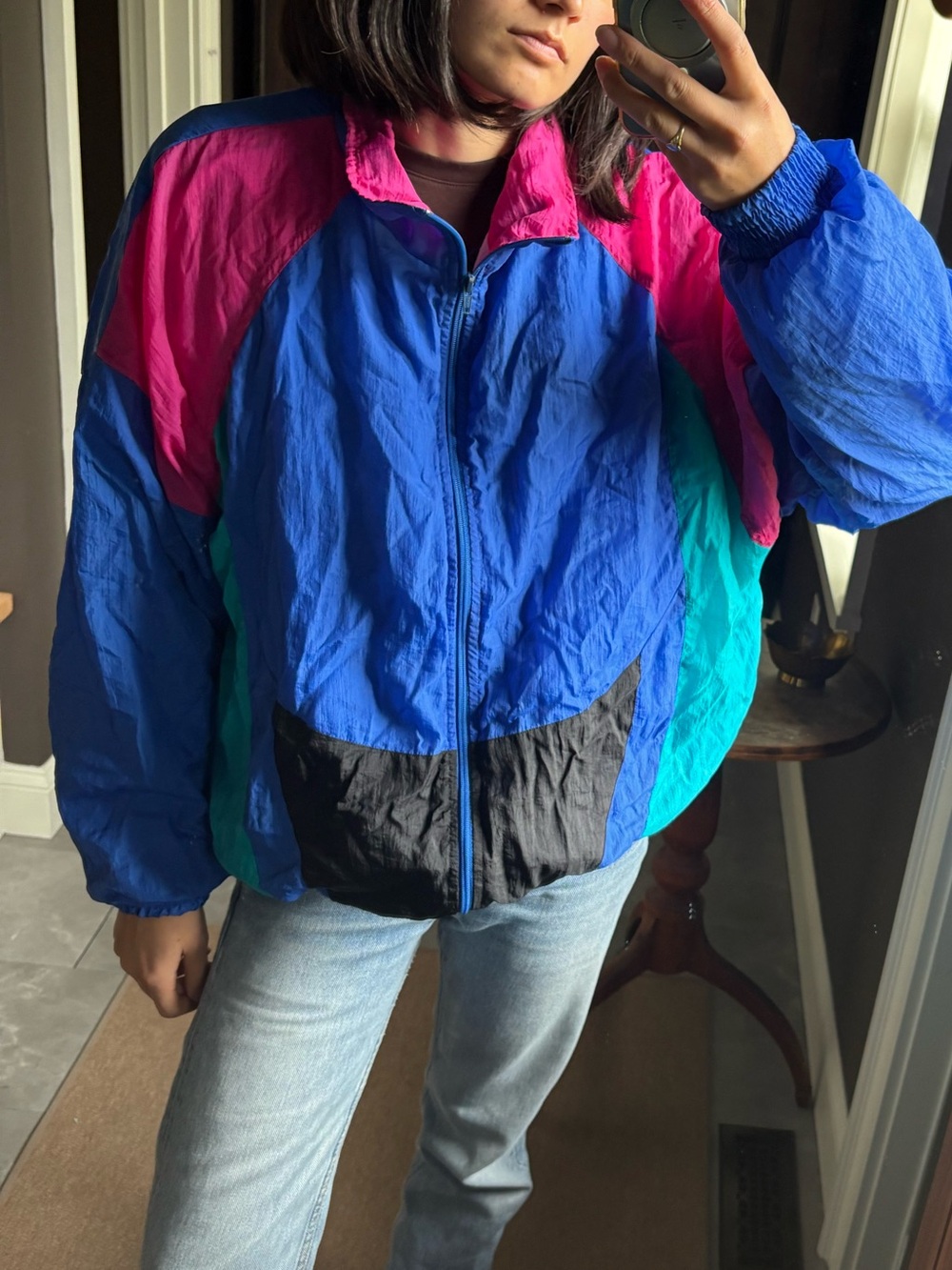 Vintage 80s Serge Saint Yves Windbreaker Bomber Jacket